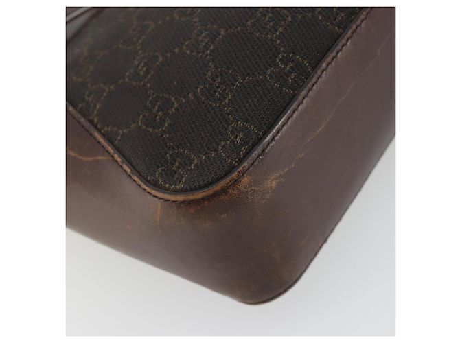 Sac à main GUCCI GG Canvas Marron foncé Argent 73984 Auth ka5065 Argenté - vue 13
