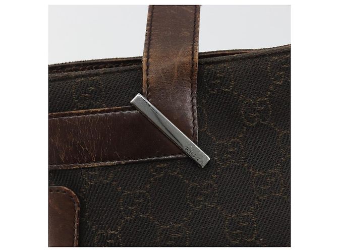 Sac à main GUCCI GG Canvas Marron foncé Argent 73984 Auth ka5065 Argenté - vue 14