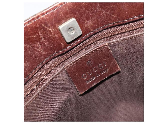 Sac à main GUCCI GG Canvas Marron foncé Argent 73984 Auth ka5065 Argenté - vue 15