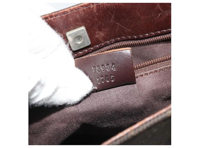Sac à main GUCCI GG Canvas Marron foncé Argent 73984 Auth ka5065 Argenté - vue 21