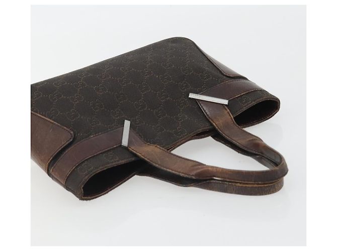 Sac à main GUCCI GG Canvas Marron foncé Argent 73984 Auth ka5065 Argenté - vue 6