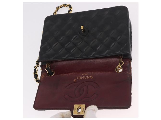 CHANEL Matelasse Chain Shoulder Bag Leather Black Gold CC Auth 188806 Nero D'oro - vista 19