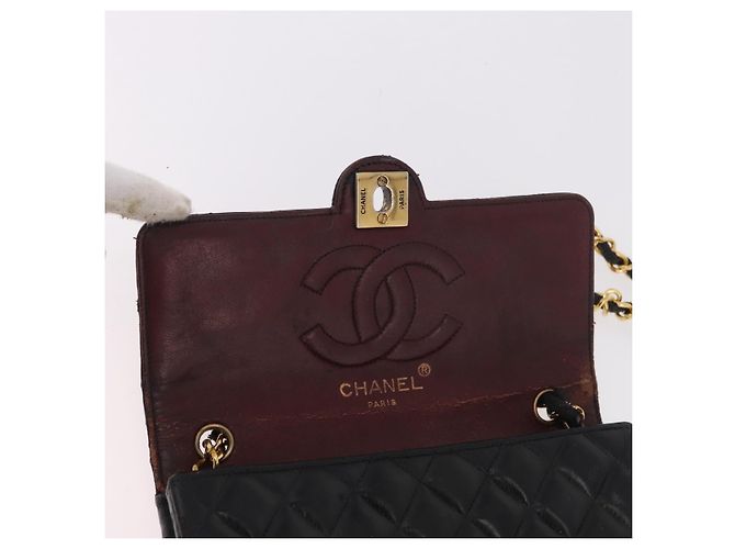 CHANEL Matelasse Chain Shoulder Bag Leather Black Gold CC Auth 188806 Nero D'oro - vista 20