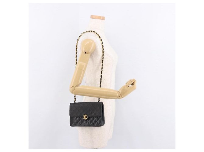 CHANEL Matelasse Chain Shoulder Bag Leather Black Gold CC Auth 188806 Nero D'oro - vista 28