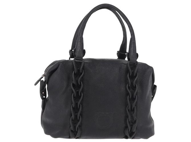 Borsa Salvatore Ferragamo in pelle nera argento ka4979 Nero - vista 13