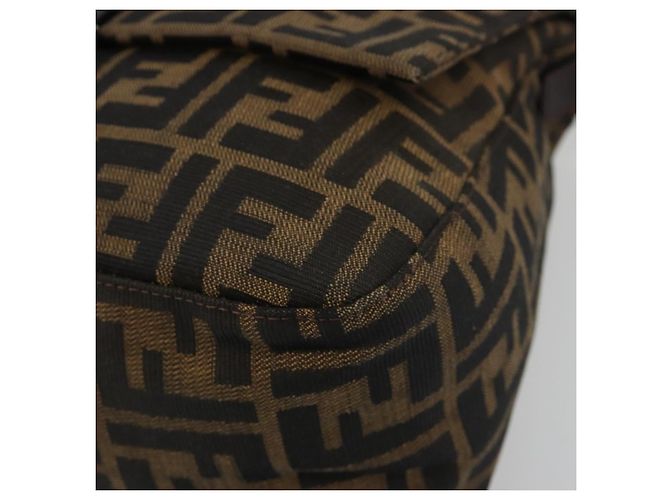 FENDI Zucca Canvas Mamma Baguette Shoulder Bag Black Brown Auth 189496SAM Marrone Nero - vista 14