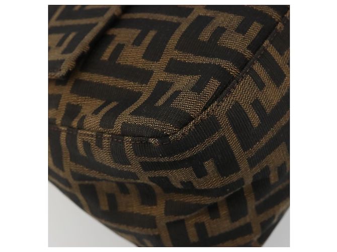 FENDI Zucca Canvas Mamma Baguette Shoulder Bag Black Brown Auth 189496SAM Marrone Nero - vista 15