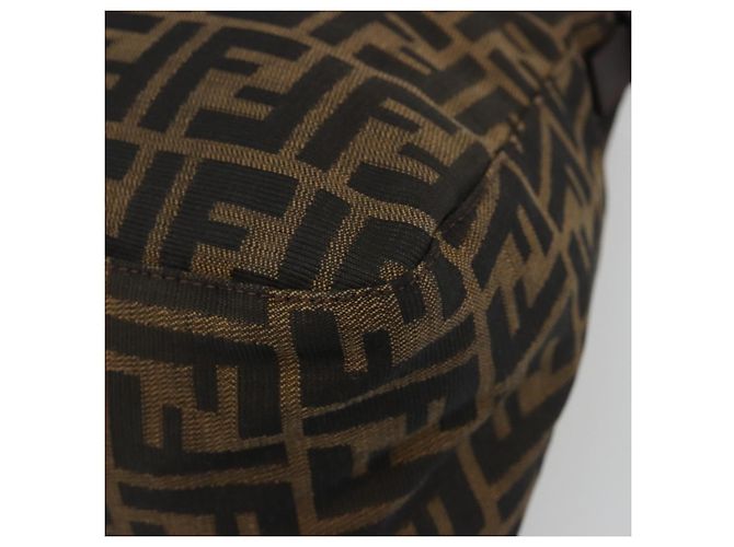FENDI Zucca Canvas Mamma Baguette Shoulder Bag Black Brown Auth 189496SAM Marrone Nero - vista 16