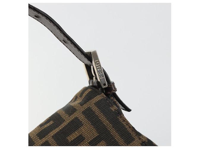 FENDI Zucca Canvas Mamma Baguette Shoulder Bag Black Brown Auth 189496SAM Marrone Nero - vista 18