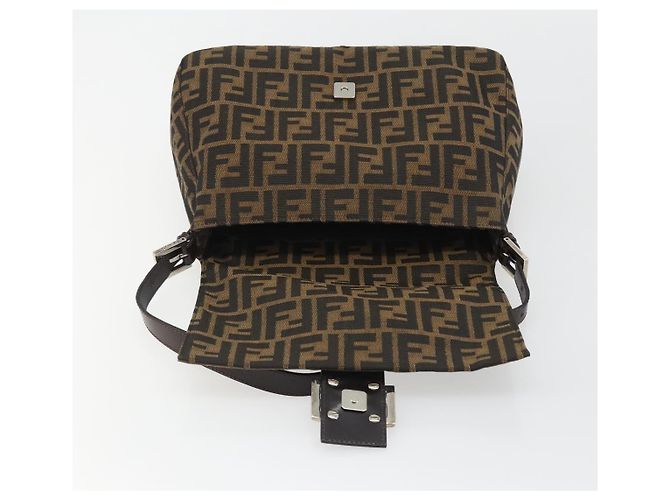 FENDI Zucca Canvas Mamma Baguette Shoulder Bag Black Brown Auth 189496SAM Marrone Nero - vista 20