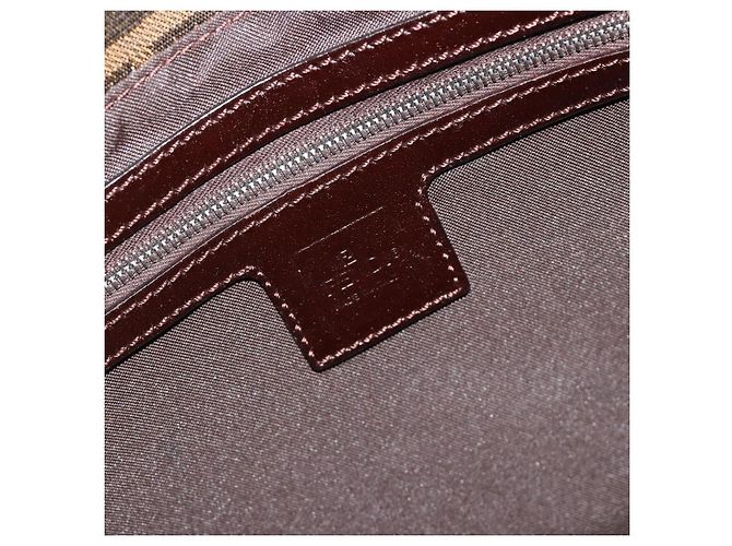 FENDI Zucca Canvas Mamma Baguette Shoulder Bag Black Brown Auth 189496SAM Marrone Nero - vista 21