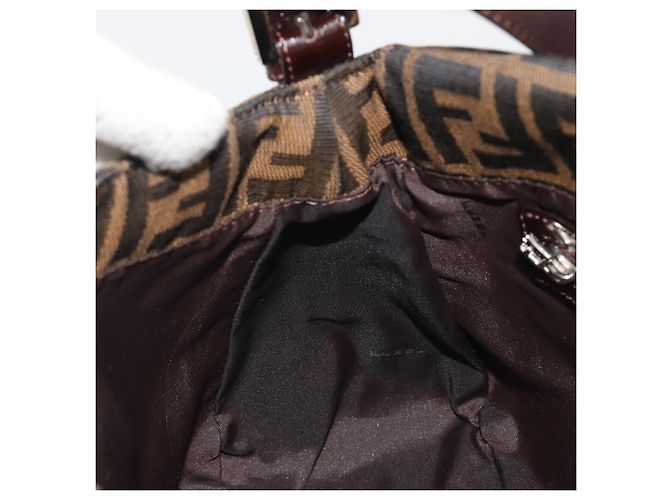 FENDI Zucca Canvas Mamma Baguette Shoulder Bag Black Brown Auth 189496SAM Marrone Nero - vista 23