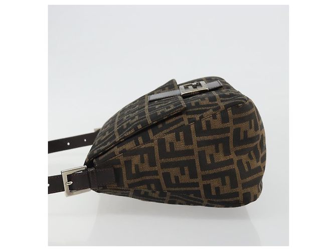 FENDI Zucca Canvas Mamma Baguette Shoulder Bag Black Brown Auth 189496SAM Marrone Nero - vista 4