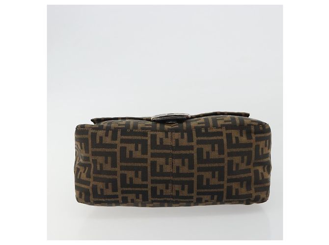 FENDI Zucca Canvas Mamma Baguette Shoulder Bag Black Brown Auth 189496SAM Marrone Nero - vista 5