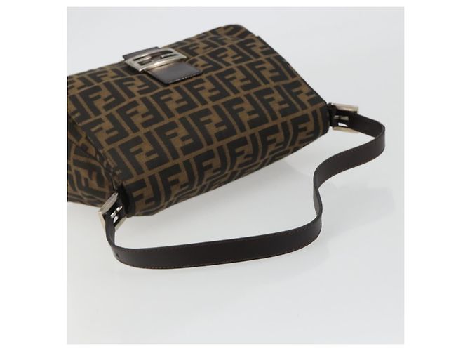 FENDI Zucca Canvas Mamma Baguette Shoulder Bag Black Brown Auth 189496SAM Marrone Nero - vista 7