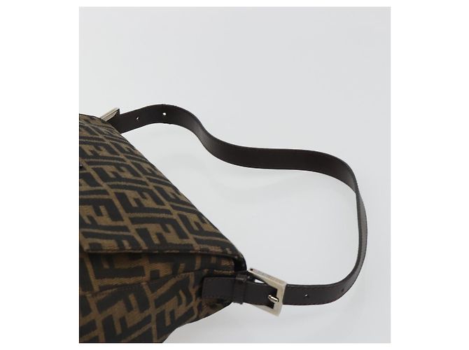 FENDI Zucca Canvas Mamma Baguette Shoulder Bag Black Brown Auth 189496SAM Marrone Nero - vista 8