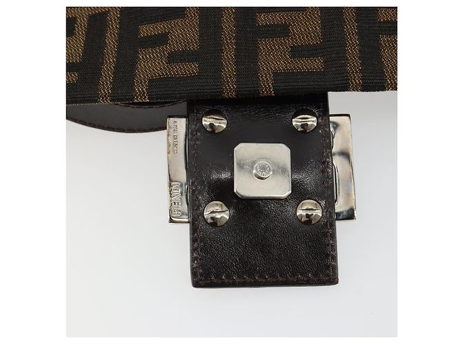 FENDI Zucca Canvas Mamma Baguette Shoulder Bag Black Brown Auth 189496SAM Marrone Nero - vista 9