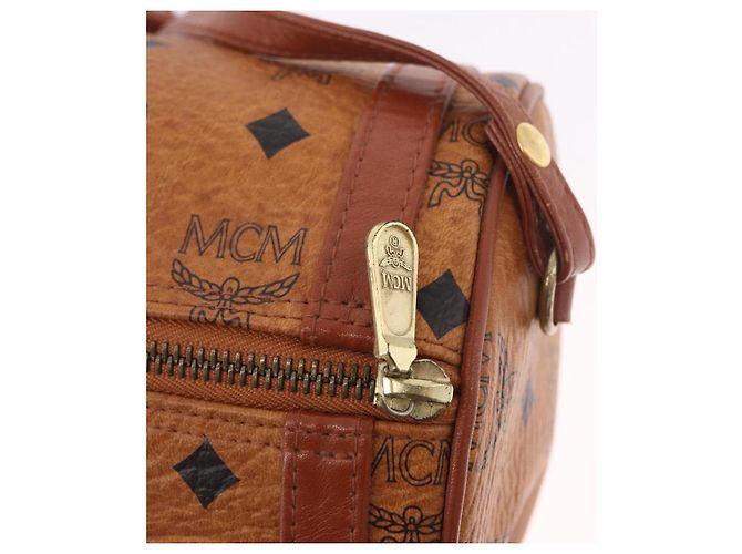Borsa a Spalla MCM Vicetos Logogram PVC Pelle Marrone Oro Auth 190564 D'oro - vista 14