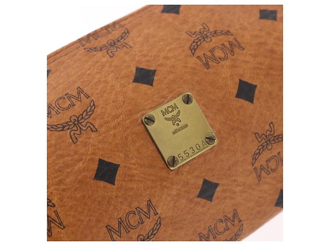 Borsa a Spalla MCM Vicetos Logogram PVC Pelle Marrone Oro Auth 190564 D'oro - vista 15