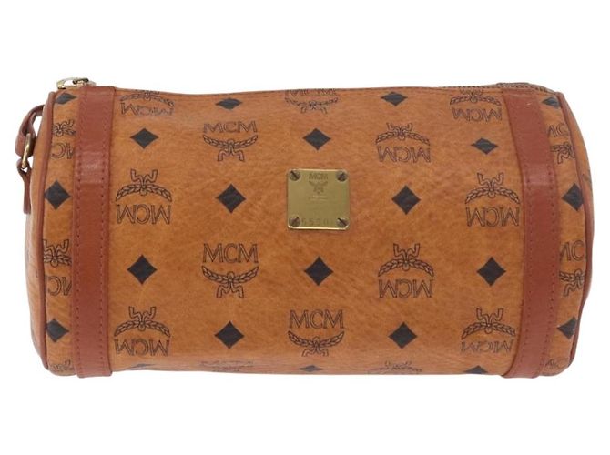 Borsa a Spalla MCM Vicetos Logogram PVC Pelle Marrone Oro Auth 190564 D'oro - vista 2