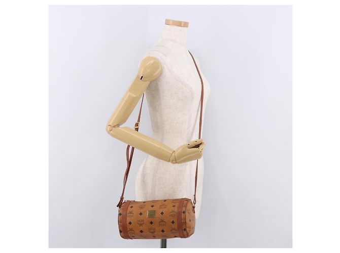 Borsa a Spalla MCM Vicetos Logogram PVC Pelle Marrone Oro Auth 190564 D'oro - vista 20