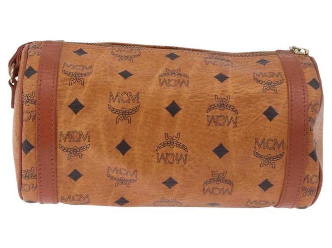 Borsa a Spalla MCM Vicetos Logogram PVC Pelle Marrone Oro Auth 190564 D'oro - vista 3