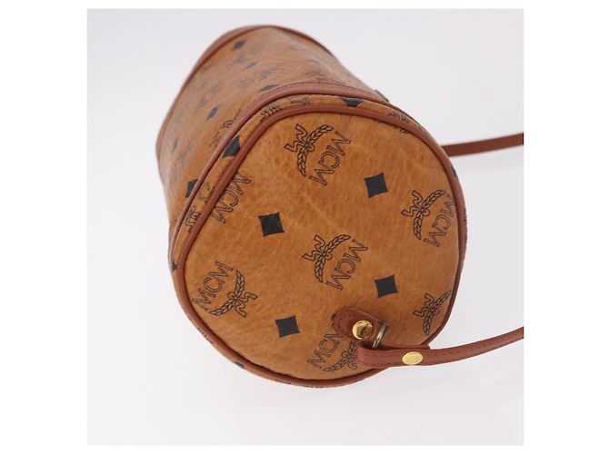Borsa a Spalla MCM Vicetos Logogram PVC Pelle Marrone Oro Auth 190564 D'oro - vista 4