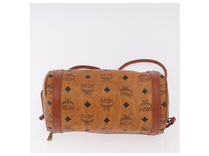 Borsa a Spalla MCM Vicetos Logogram PVC Pelle Marrone Oro Auth 190564 D'oro - vista 9