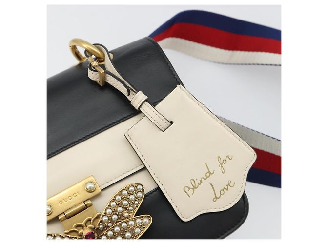 GUCCI Queen Margaret Bee Leather Outlet Black Gold 476542 Auth bs35819V Nero D'oro - vista 15