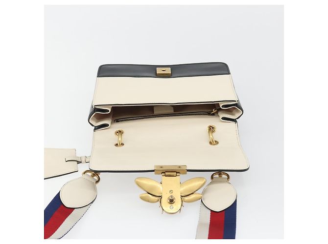 GUCCI Queen Margaret Bee Leather Outlet Black Gold 476542 Auth bs35819V Nero D'oro - vista 16