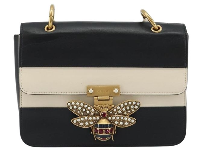 GUCCI Queen Margaret Bee Leather Outlet Black Gold 476542 Auth bs35819V Nero D'oro - vista 2