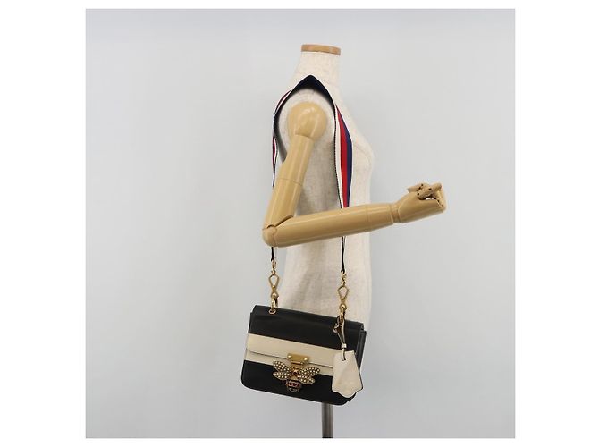 GUCCI Queen Margaret Bee Leather Outlet Black Gold 476542 Auth bs35819V Nero D'oro - vista 25