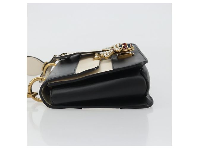 GUCCI Queen Margaret Bee Leather Outlet Black Gold 476542 Auth bs35819V Nero D'oro - vista 5