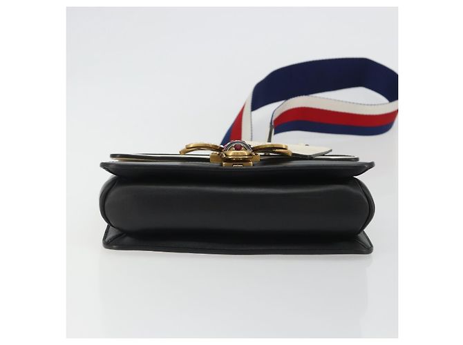 GUCCI Queen Margaret Bee Leather Outlet Black Gold 476542 Auth bs35819V Nero D'oro - vista 9