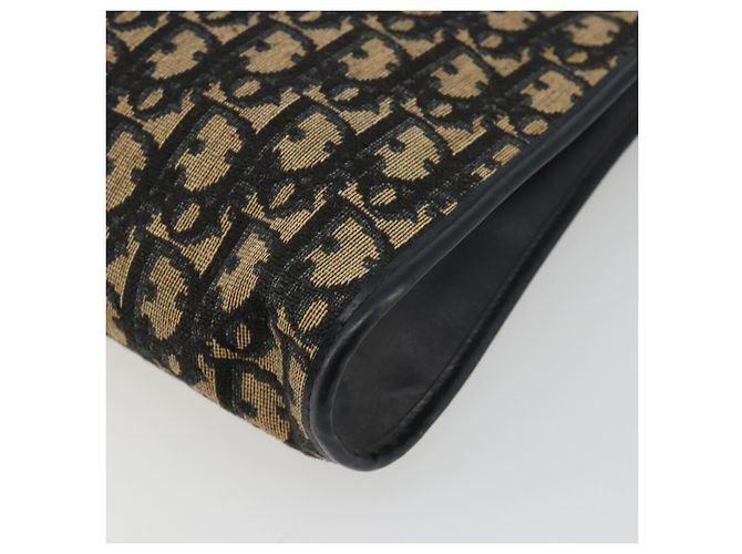 Borsa a Spalla Christian Dior Trotter Canvas Navy Gold Auth 189506 D'oro Blu navy - vista 10