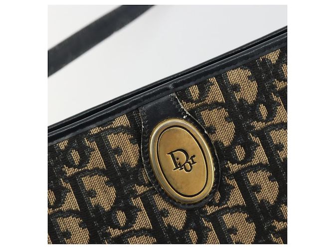 Borsa a Spalla Christian Dior Trotter Canvas Navy Gold Auth 189506 D'oro Blu navy - vista 14