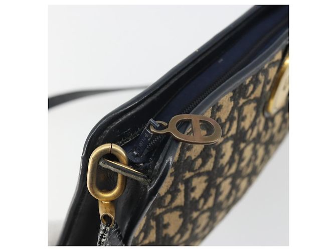 Borsa a Spalla Christian Dior Trotter Canvas Navy Gold Auth 189506 D'oro Blu navy - vista 15