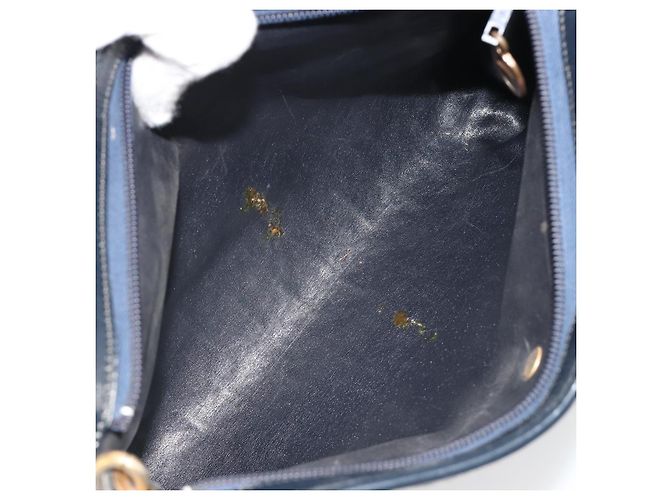Borsa a Spalla Christian Dior Trotter Canvas Navy Gold Auth 189506 D'oro Blu navy - vista 17