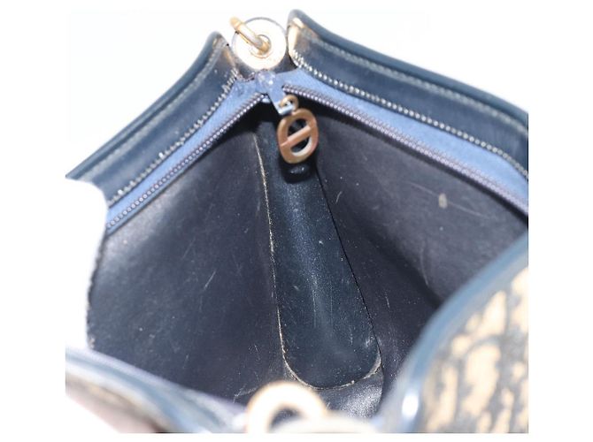 Borsa a Spalla Christian Dior Trotter Canvas Navy Gold Auth 189506 D'oro Blu navy - vista 18
