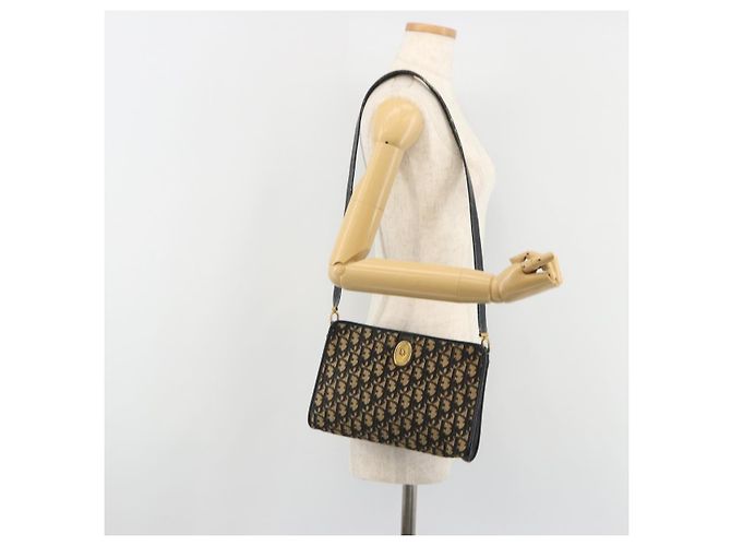 Borsa a Spalla Christian Dior Trotter Canvas Navy Gold Auth 189506 D'oro Blu navy - vista 20