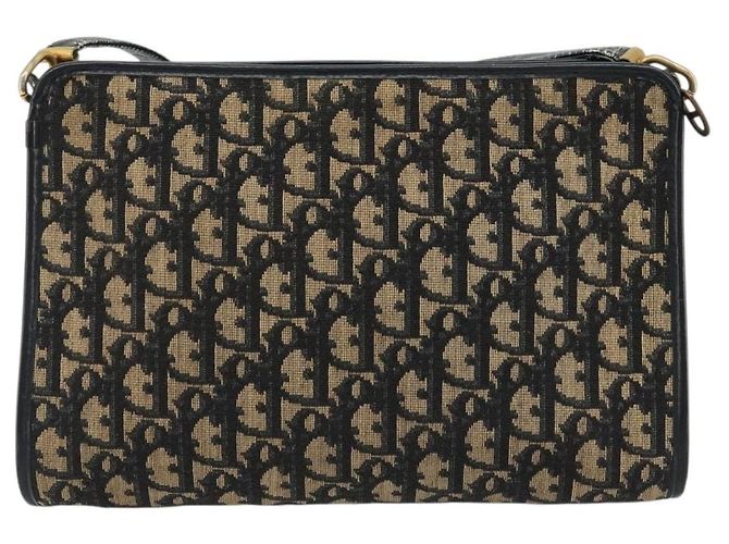 Borsa a Spalla Christian Dior Trotter Canvas Navy Gold Auth 189506 D'oro Blu navy - vista 3