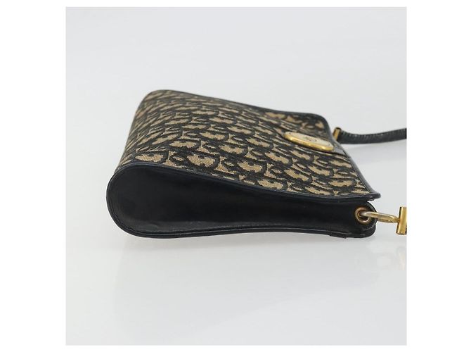 Borsa a Spalla Christian Dior Trotter Canvas Navy Gold Auth 189506 D'oro Blu navy - vista 4