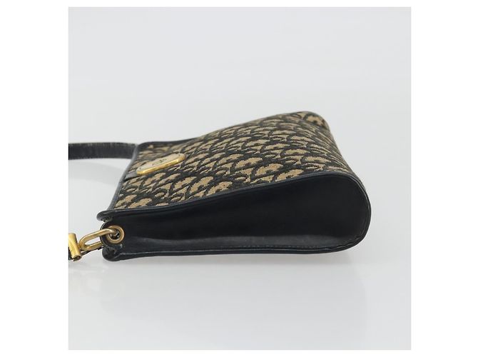 Borsa a Spalla Christian Dior Trotter Canvas Navy Gold Auth 189506 D'oro Blu navy - vista 5