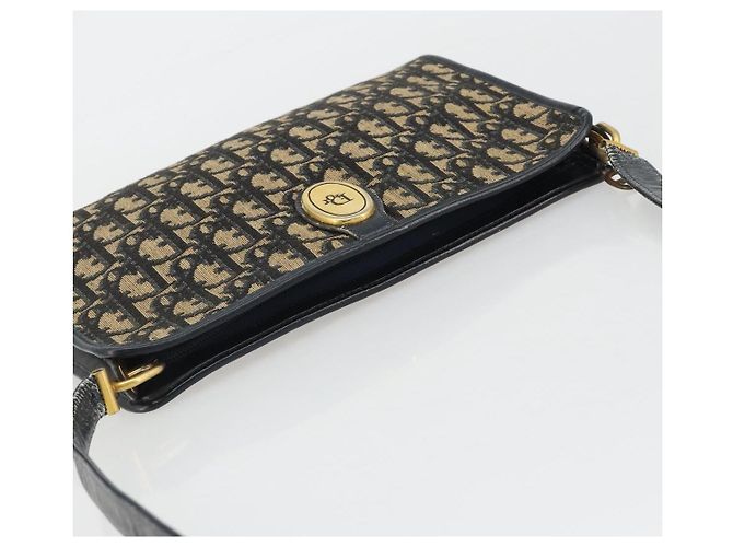 Borsa a Spalla Christian Dior Trotter Canvas Navy Gold Auth 189506 D'oro Blu navy - vista 6