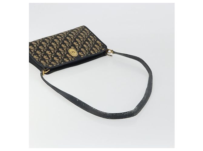 Borsa a Spalla Christian Dior Trotter Canvas Navy Gold Auth 189506 D'oro Blu navy - vista 7