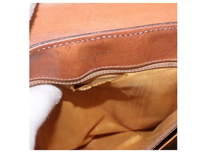 Céline Borsa a Mano CELINE Macadam Canvas PVC Marrone Oro Auth 190562 D'oro - vista 12