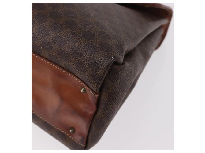 Céline Borsa a Mano CELINE Macadam Canvas PVC Marrone Oro Auth 190562 D'oro - vista 16