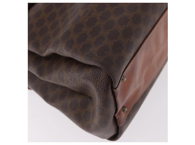 Céline Borsa a Mano CELINE Macadam Canvas PVC Marrone Oro Auth 190562 D'oro - vista 17