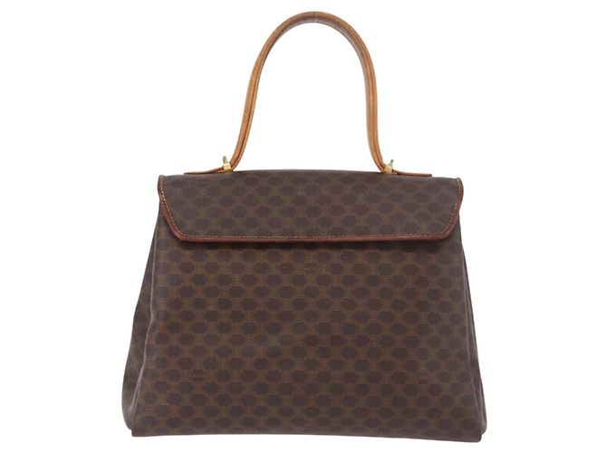 Céline Borsa a Mano CELINE Macadam Canvas PVC Marrone Oro Auth 190562 D'oro - vista 2