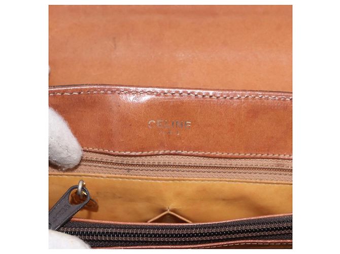 Céline Borsa a Mano CELINE Macadam Canvas PVC Marrone Oro Auth 190562 D'oro - vista 20